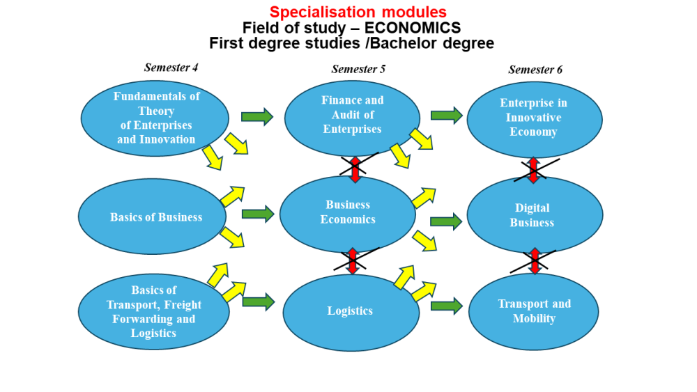 moduły specjalnościowe ang Bachelor Economics